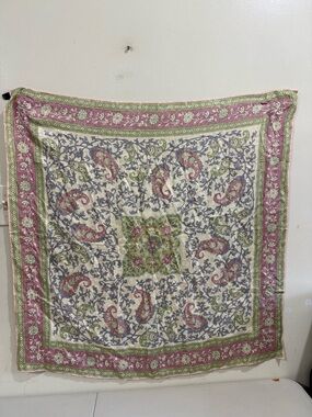 JIM THOMPSON Paisley Floral Square Scarf — Pink & Green